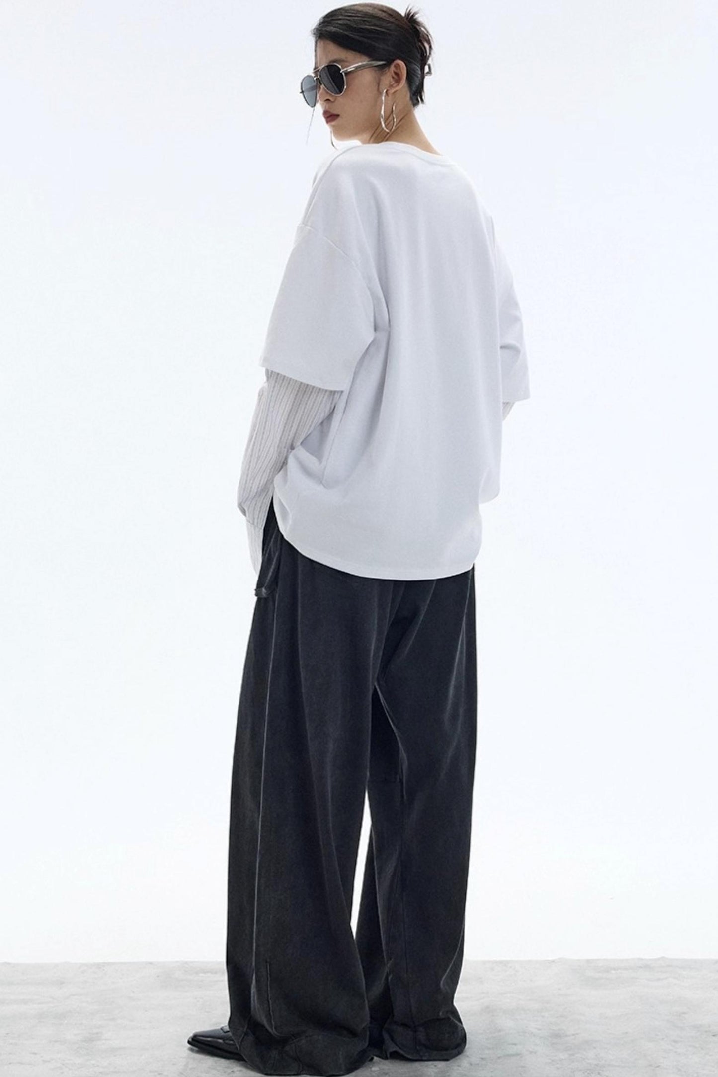 White Striped Crew Neck T-Shirt