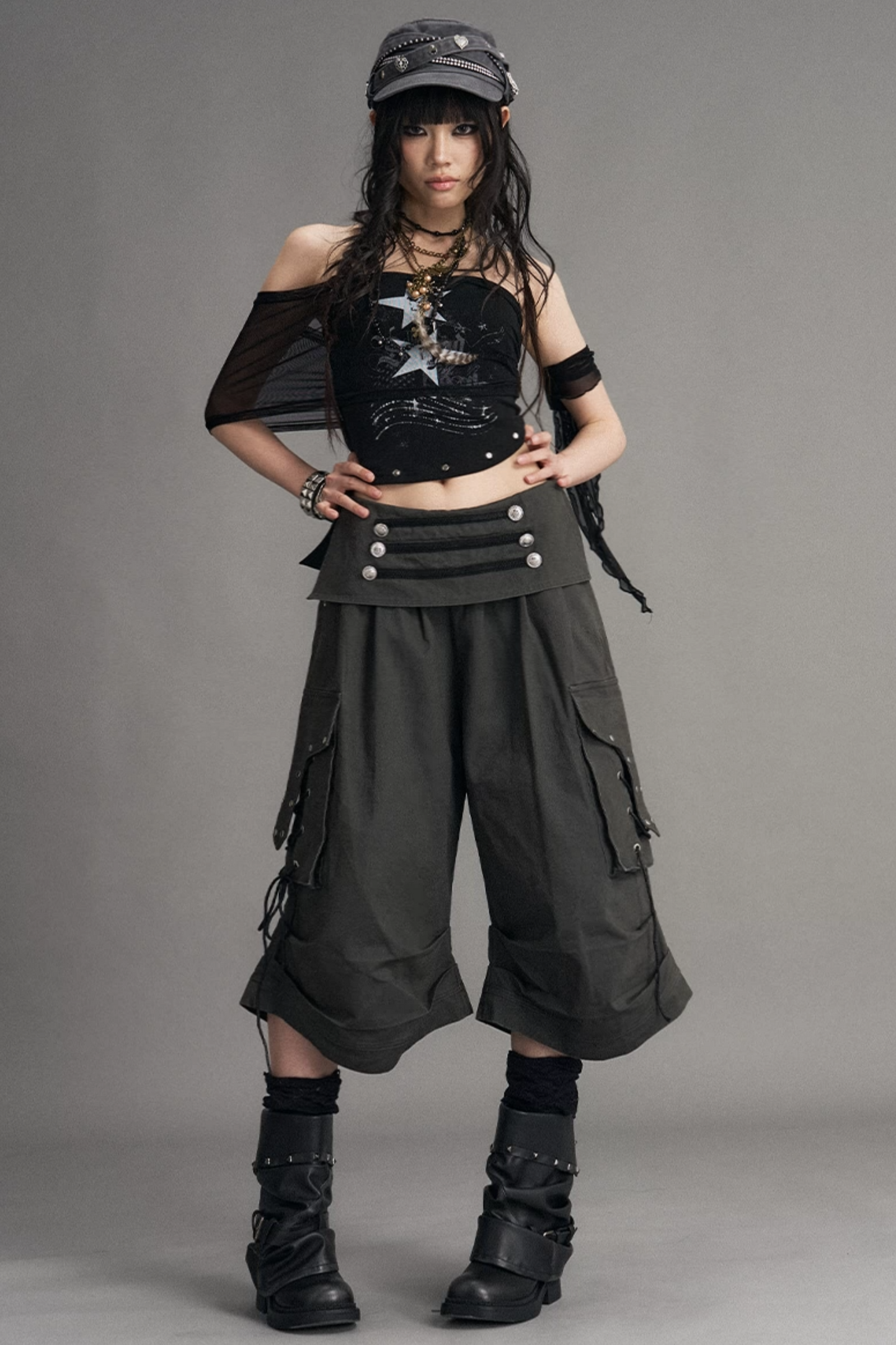 Palace pantaloni punk effetto consumato