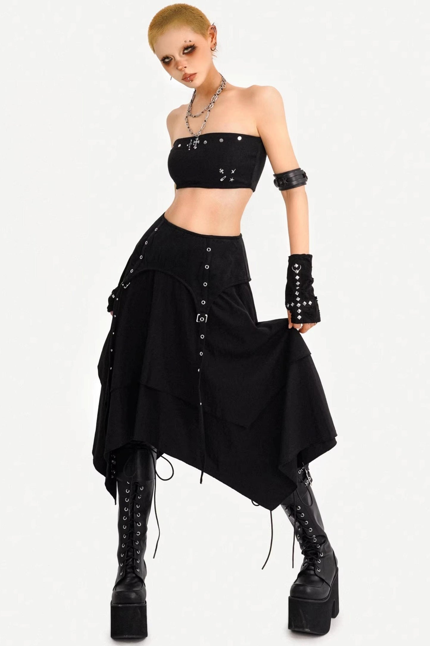 Patchwork Irregular A-Line Skirt