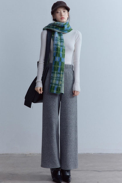 Sesame Plaid Wool Scarf