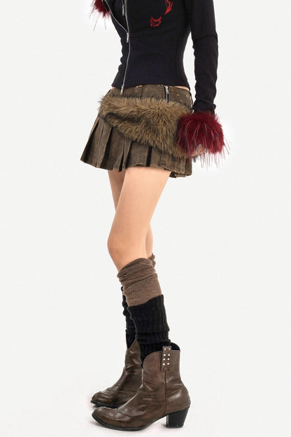 Mid-Low Waist Mini Pleated Short Skirt