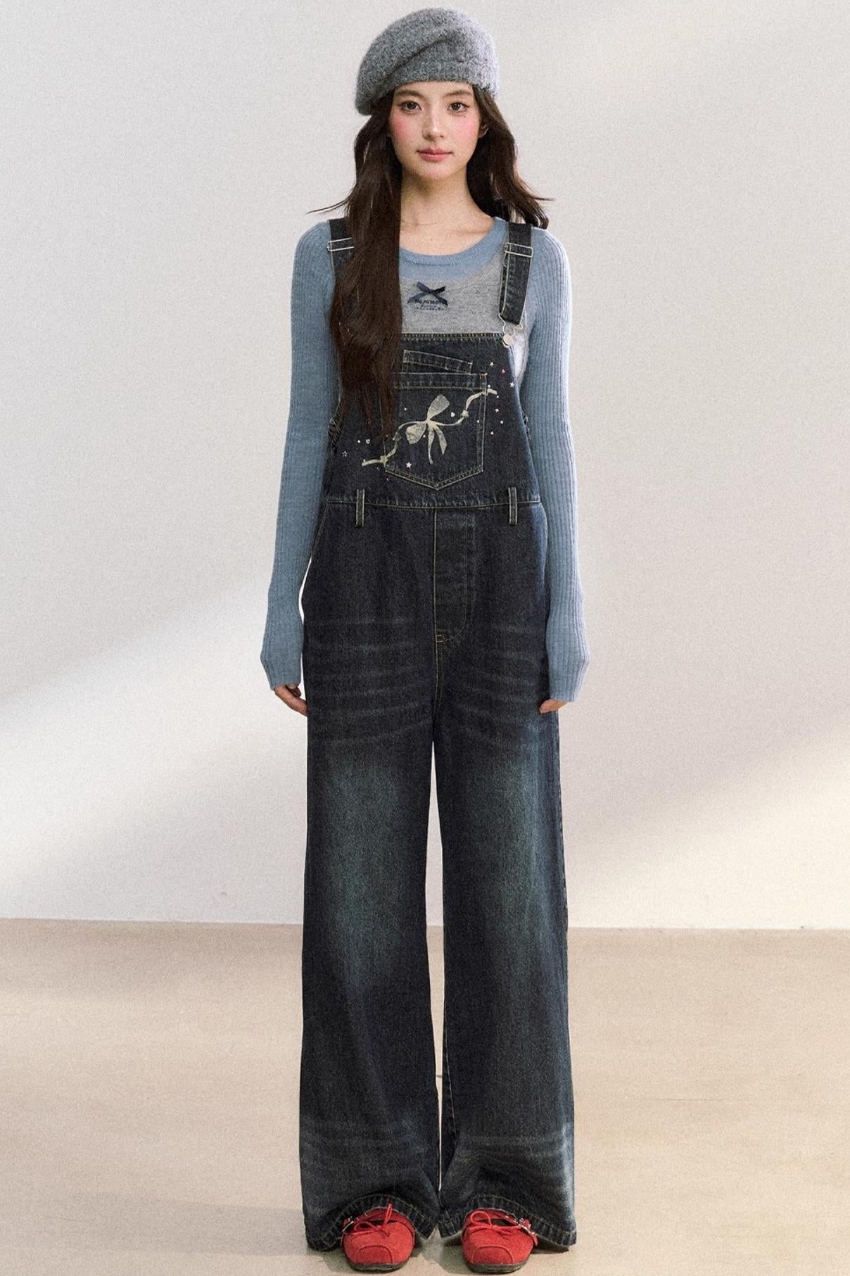 Vintage Washed Bib Jumpsuit Pants