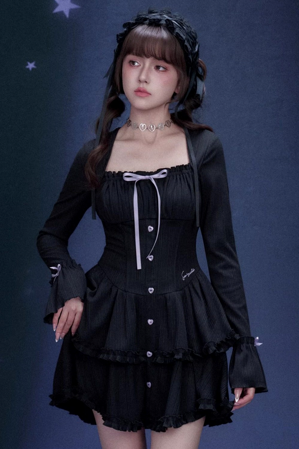 Black and Purple Cake Dress