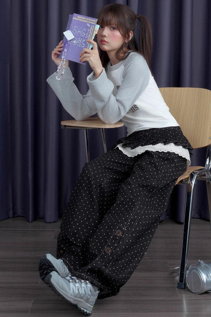 Detachable Skirt Polka Dot Jeans