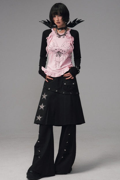 Asian Lace Stretch Long Sleeve T-Shirt