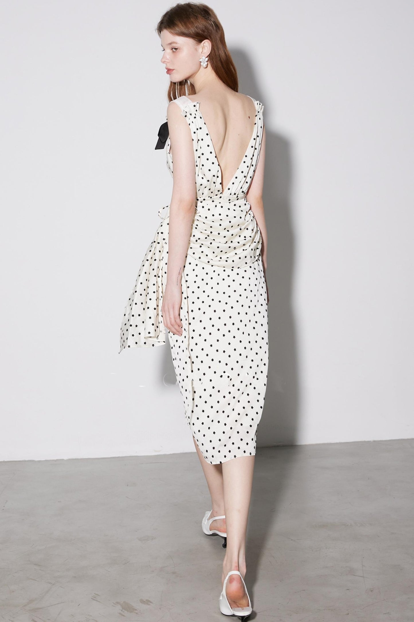 Floral V-Neck Polka Dot Dress