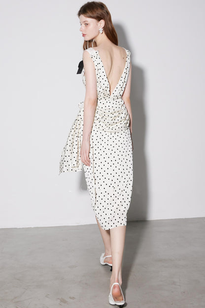 Floral V-Neck Polka Dot Dress