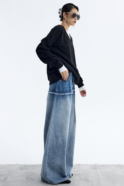 Black V-Neck Winter Top