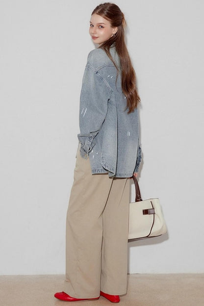 Washed Distressed Loose Denim Jacket