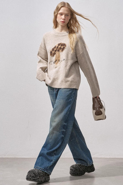 Retro Fleece-Lined Denim Pants