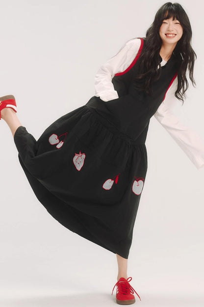 Contrast Patch Embroidery Sleeveless Dress