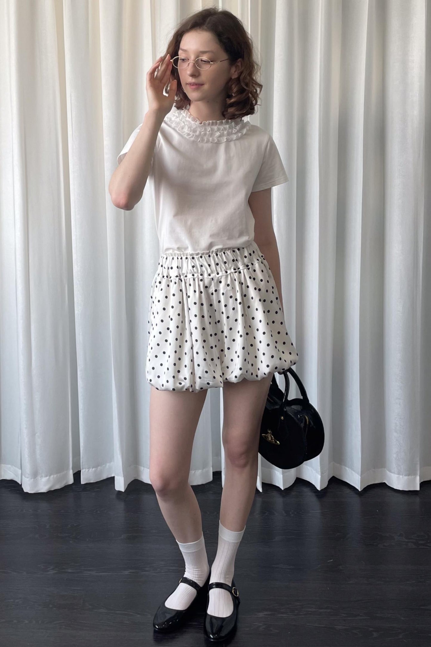 Ruffled Lace Neck T-Shirt