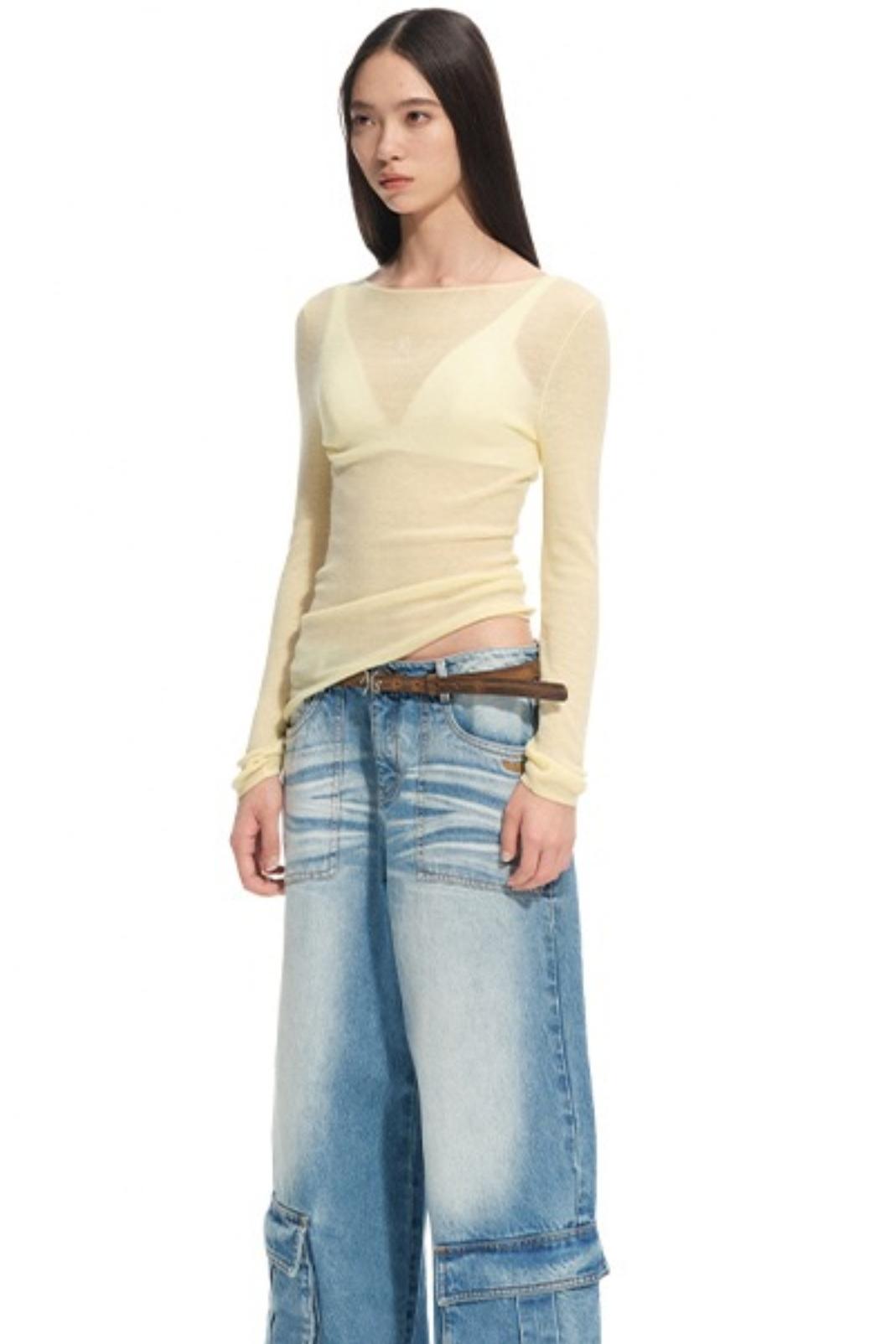 High Neck Long Sleeve Knit Wool Top