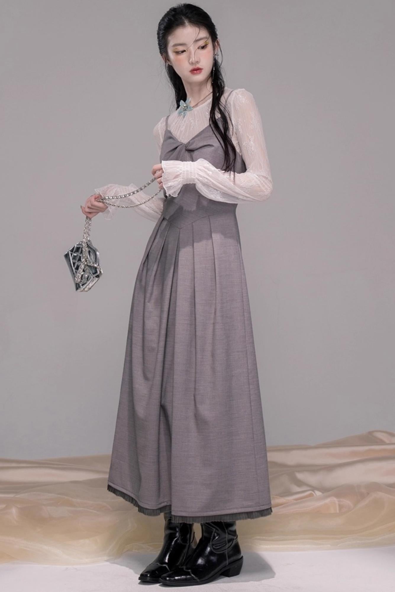 Princess Cloud Gray Suspender Dress