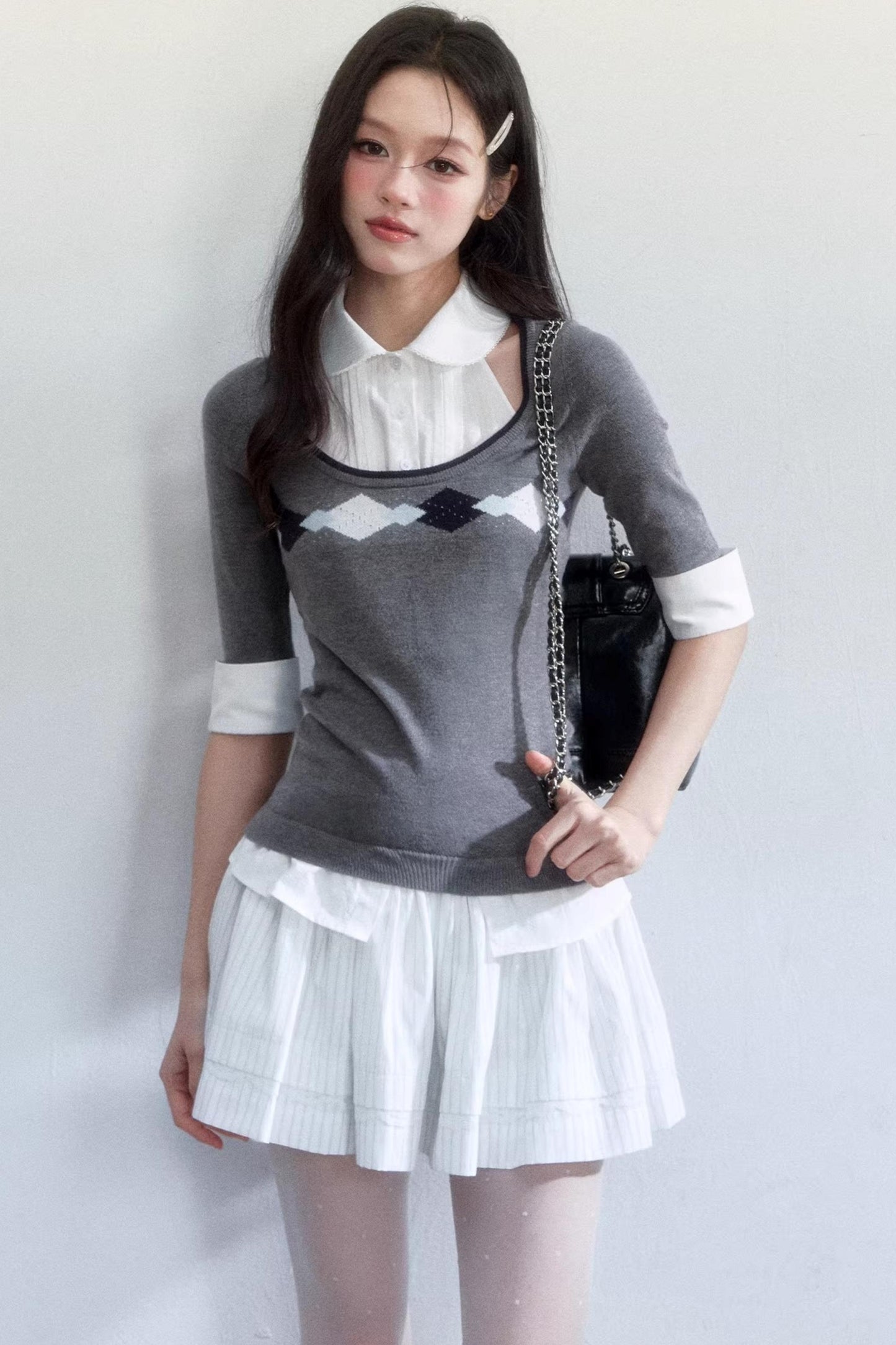Retro Jacquard Knit Top Set-Up