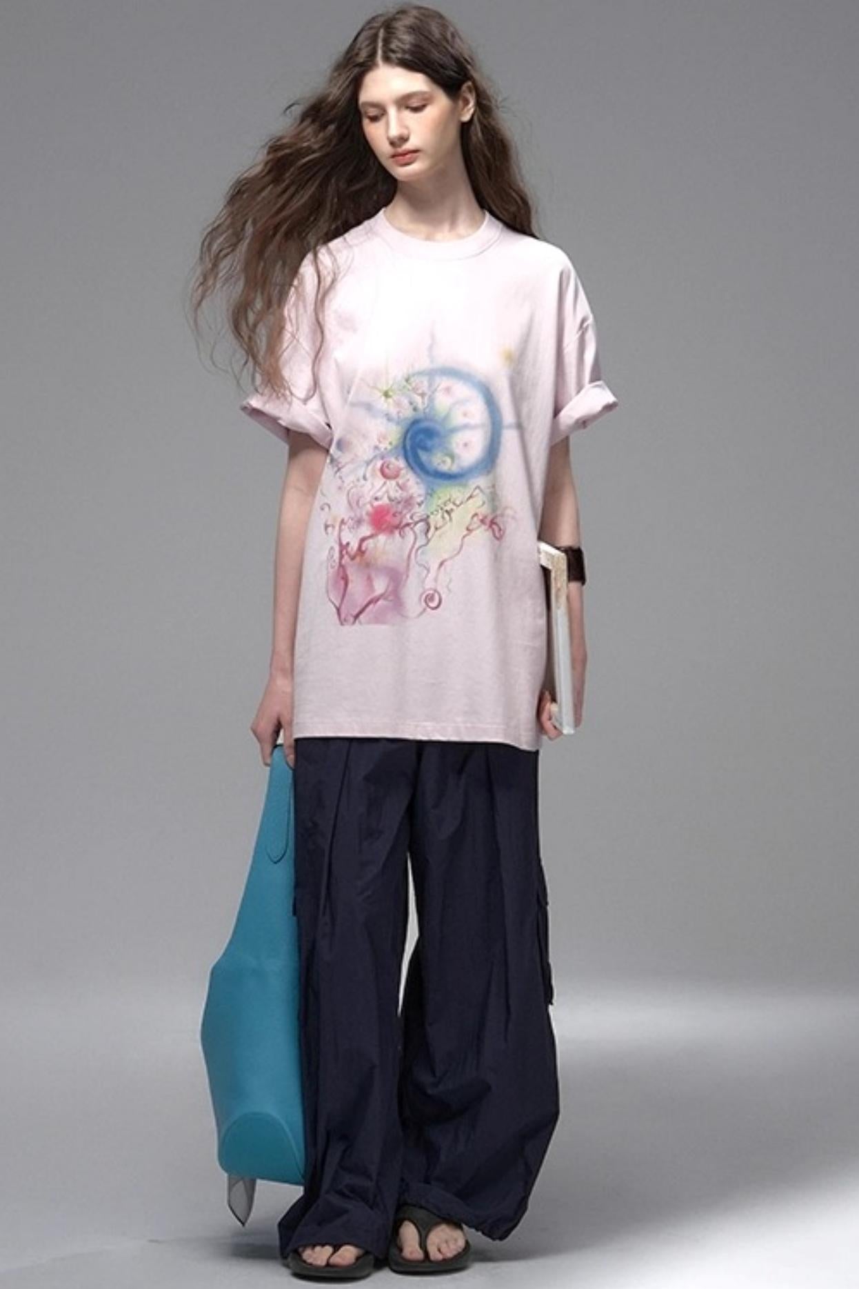 Cold Rose Pink Distressed T-Shirt