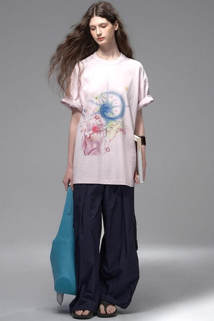 Cold Rose Pink Distressed T-Shirt