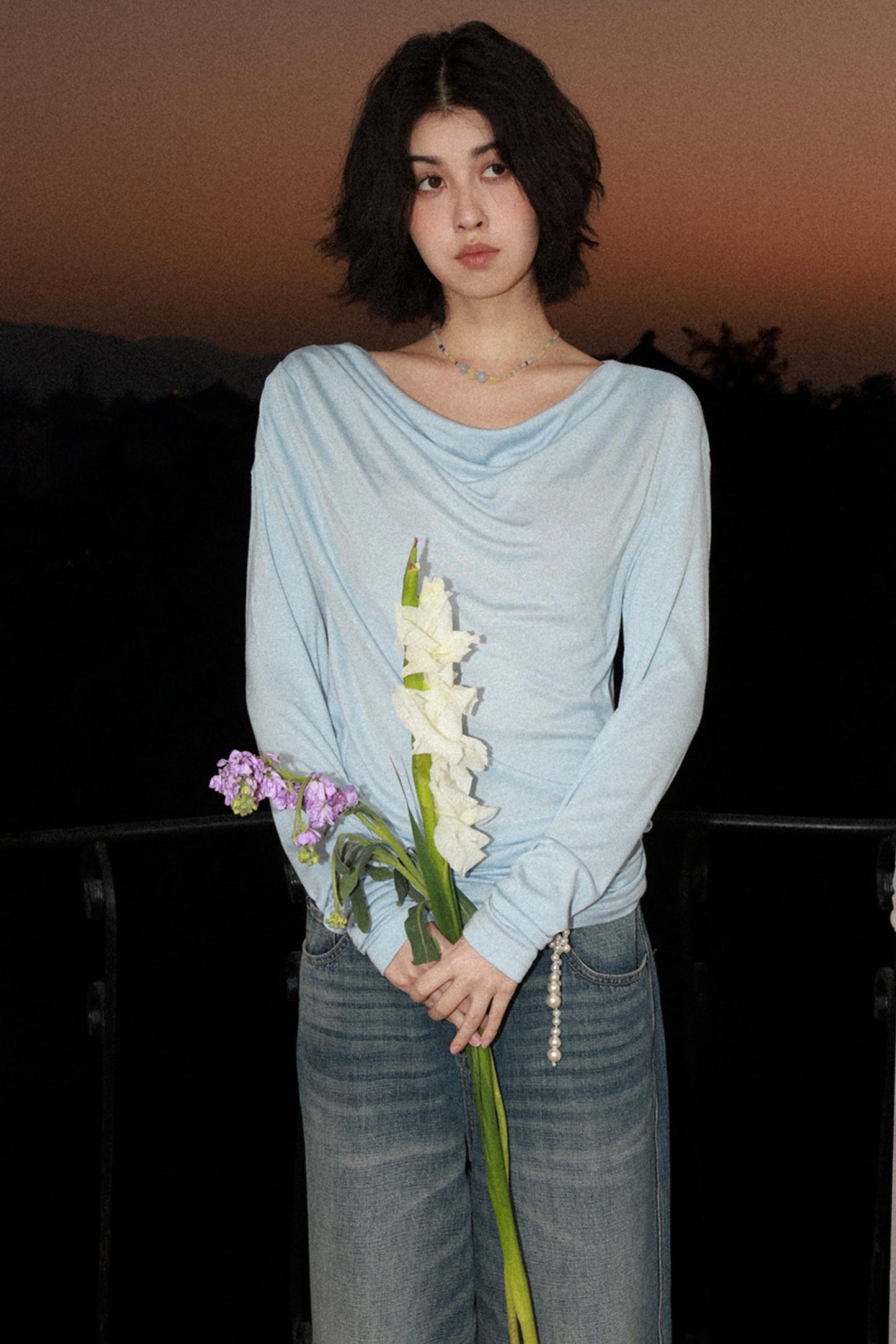 Modal Wool Off-Shoulder Knit Top
