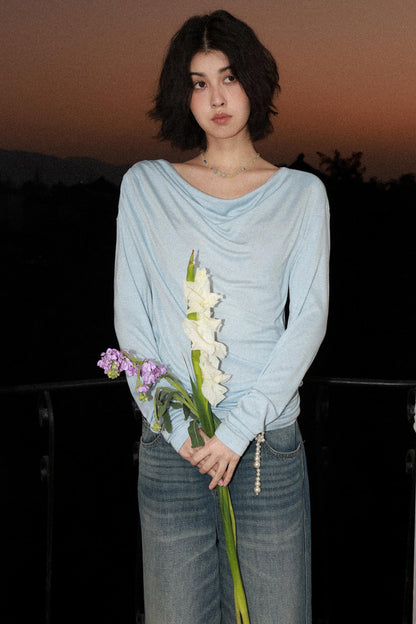 Modal Wool Off-Shoulder Knit Top
