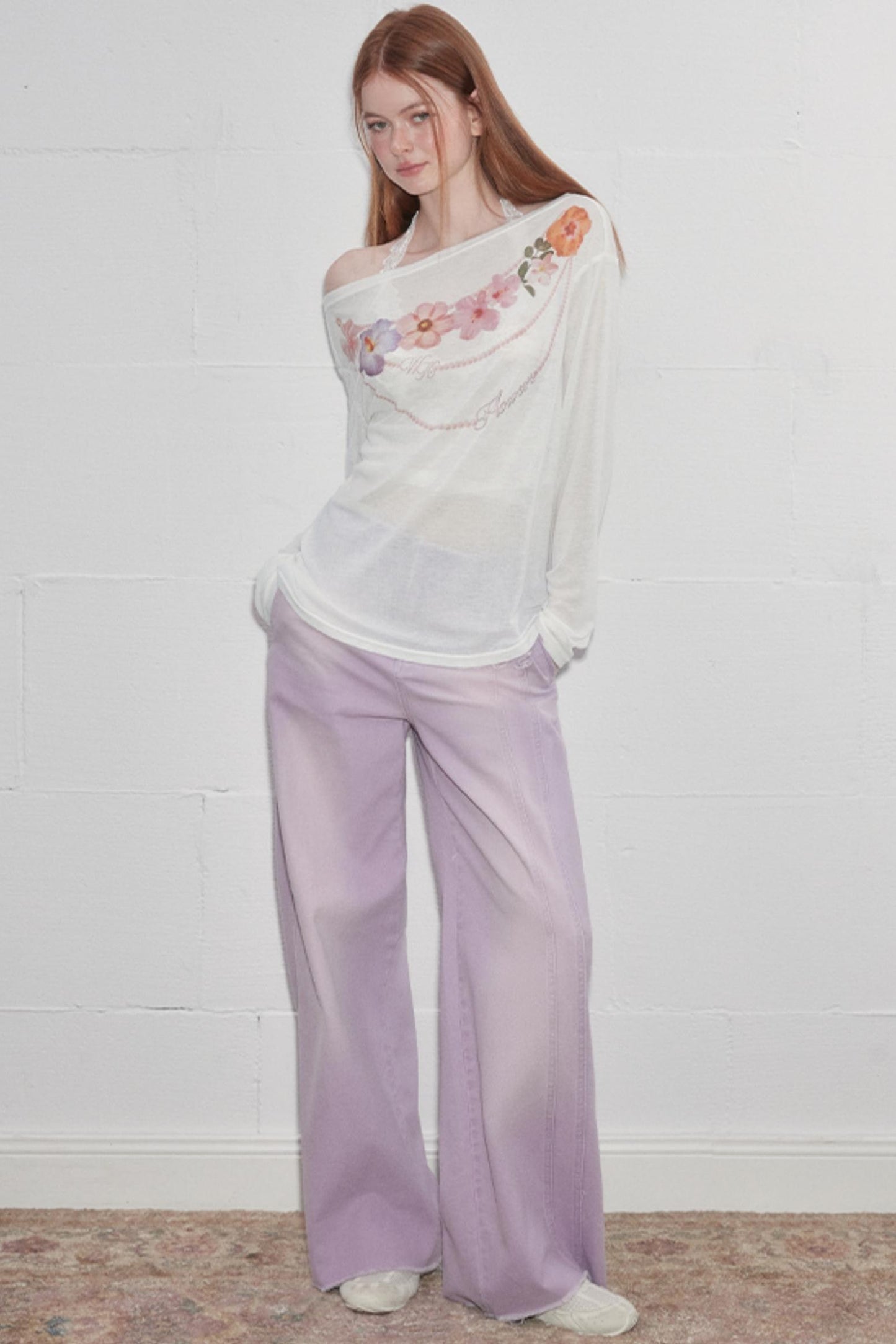 Floral Sheer Asymmetric Tee