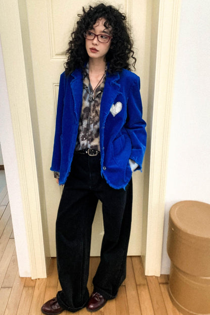 Heart Embroidered Royal Blazer