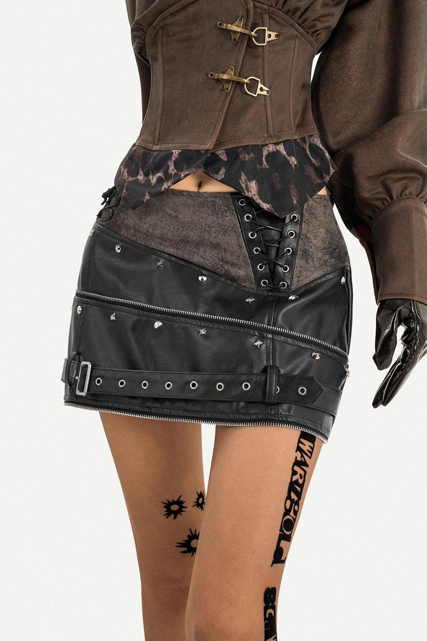 Black Leather A-Line Skirt