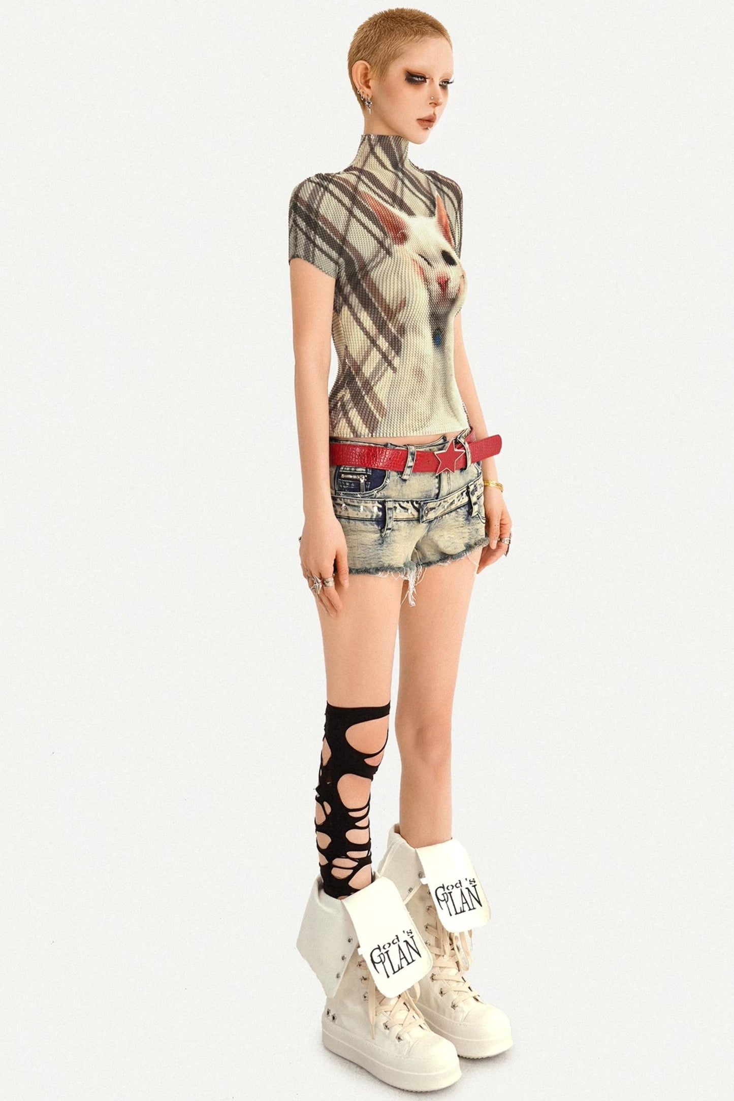 Distressed Low-Waist Denim Shorts