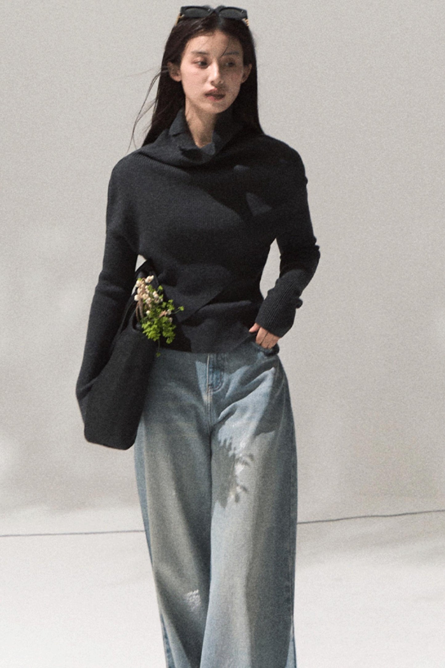 Moonlit Pit Strip Wool Knit Sweater