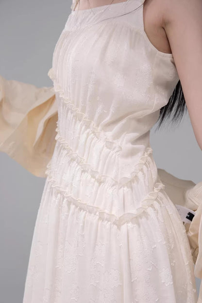 Apricot Jacquard Lace Dress