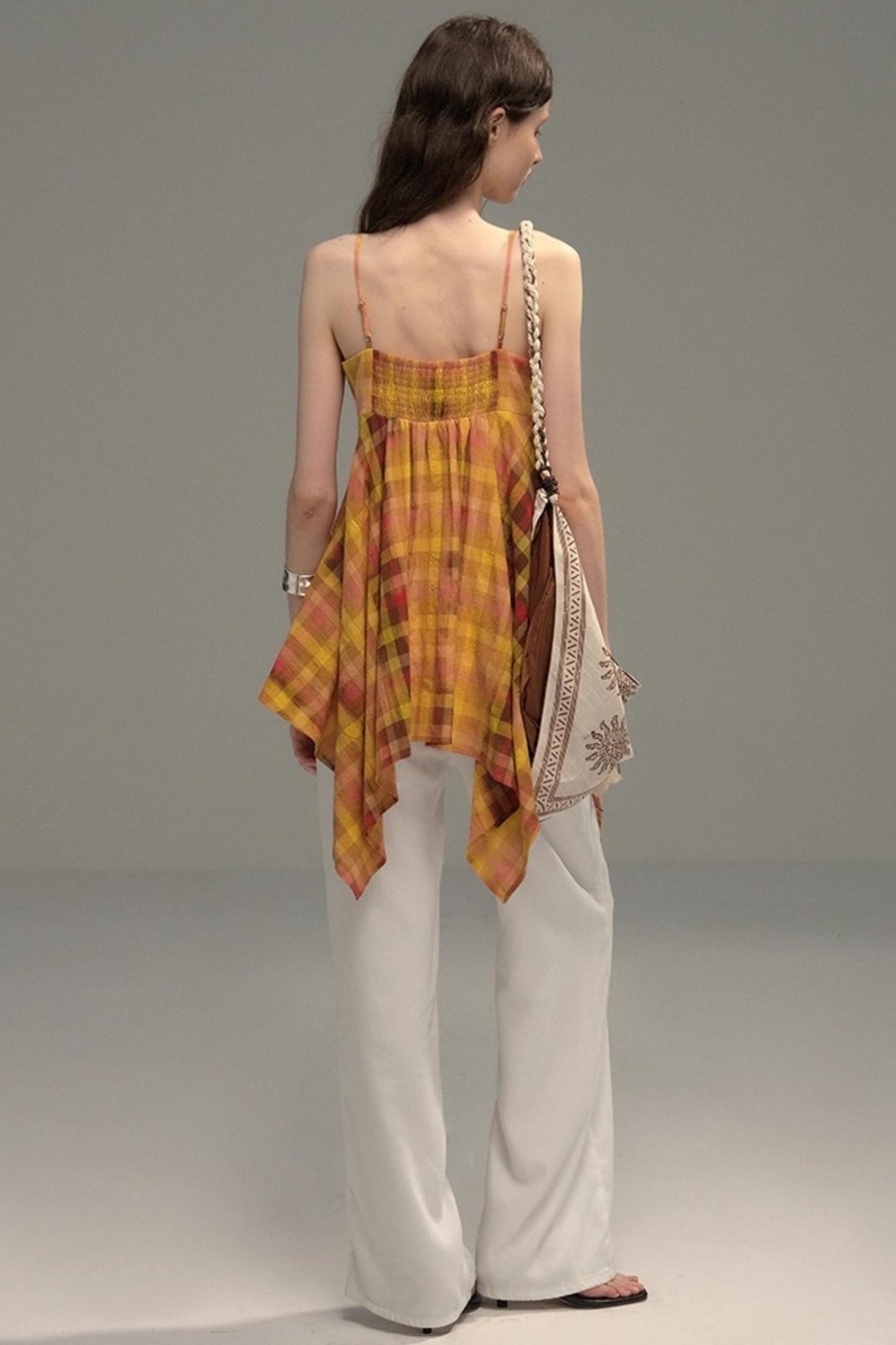 Tie-Dye Check Camisole Top