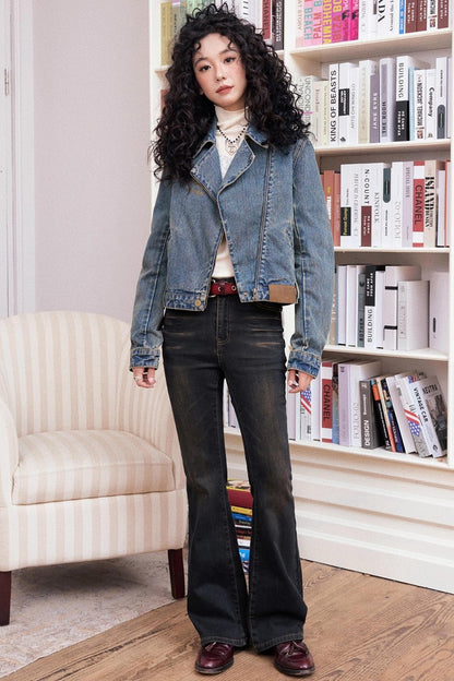 Autumn Retro Slim Denim Trousers