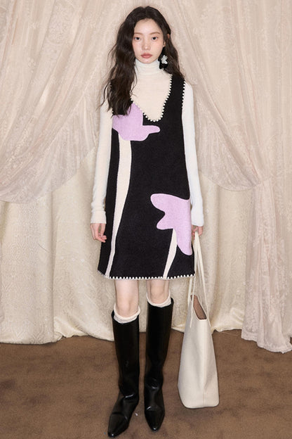 Sweet Iris Circle Wool Vest Dress