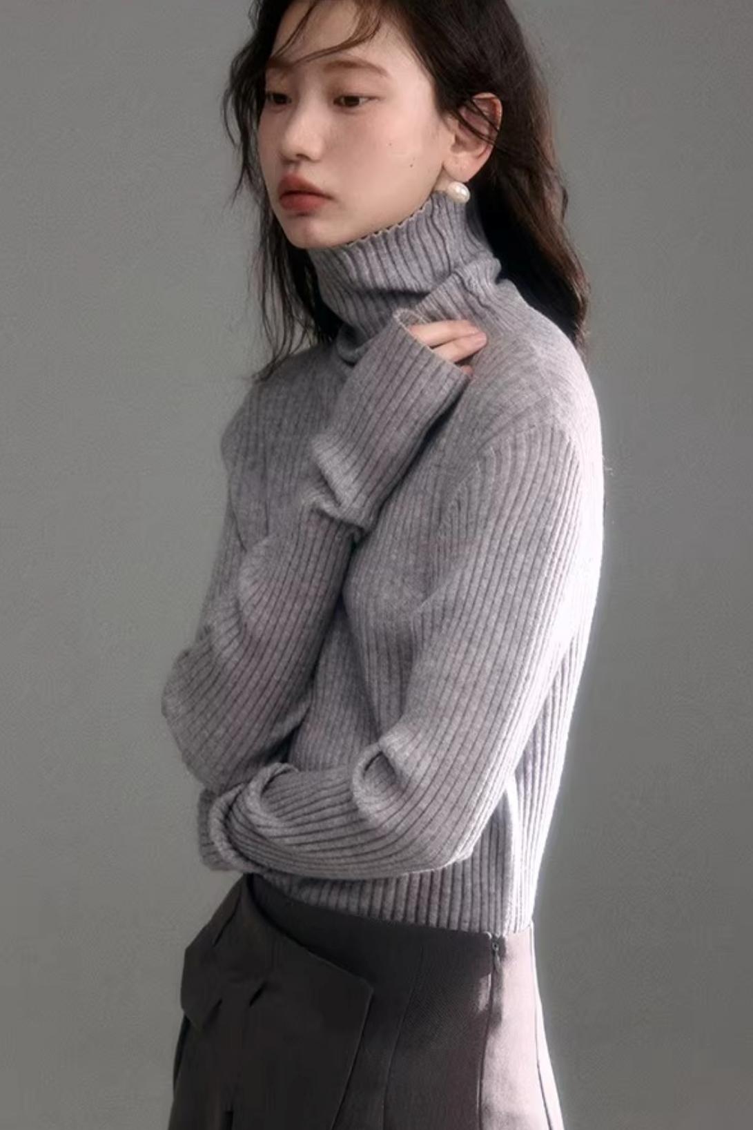 Soft Cloud Ribbed Turtleneck Sweater