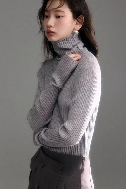 Soft Cloud Ribbed Turtleneck Sweater