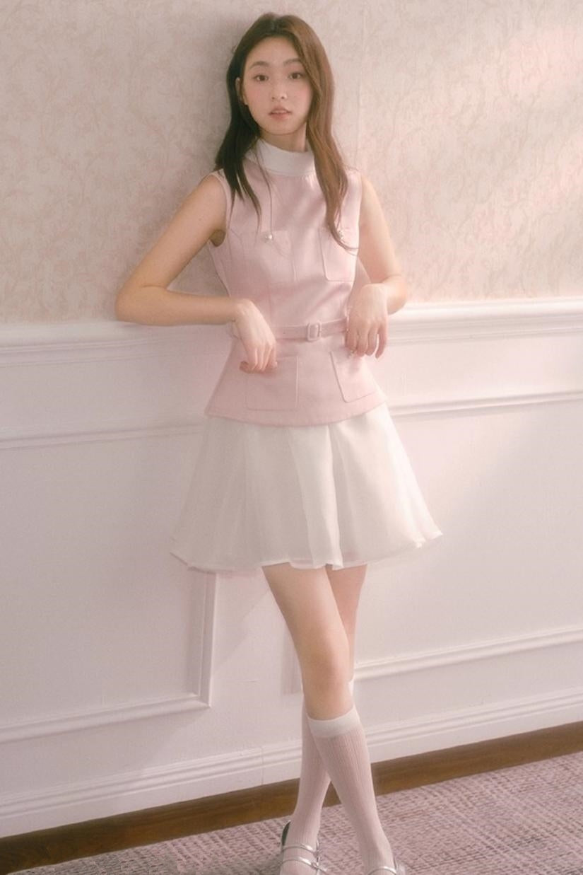 Pink Satin Puffy Daughter Dress