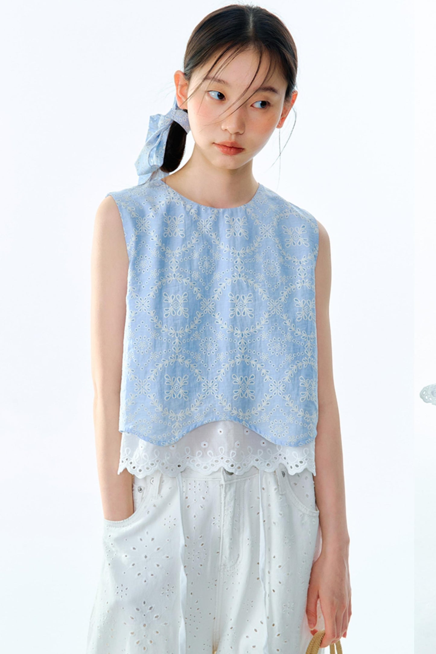 Linen Blend Top & Skirt Set-Up