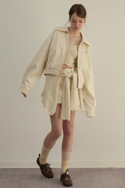 Embroidered A-Line Jacket Skirt Set-Up