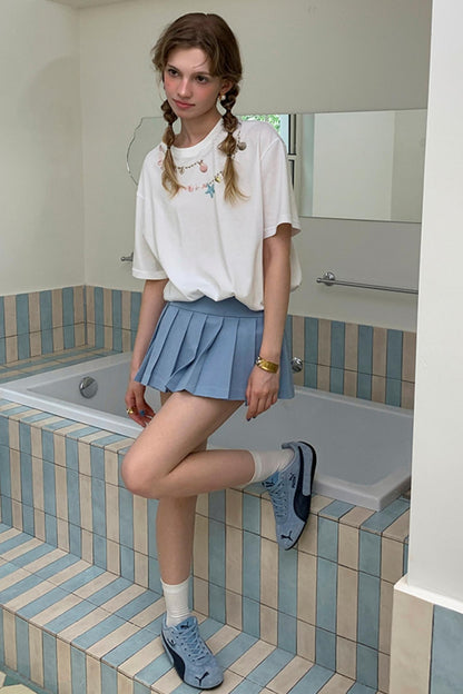 Blue A-line Mini Skirt