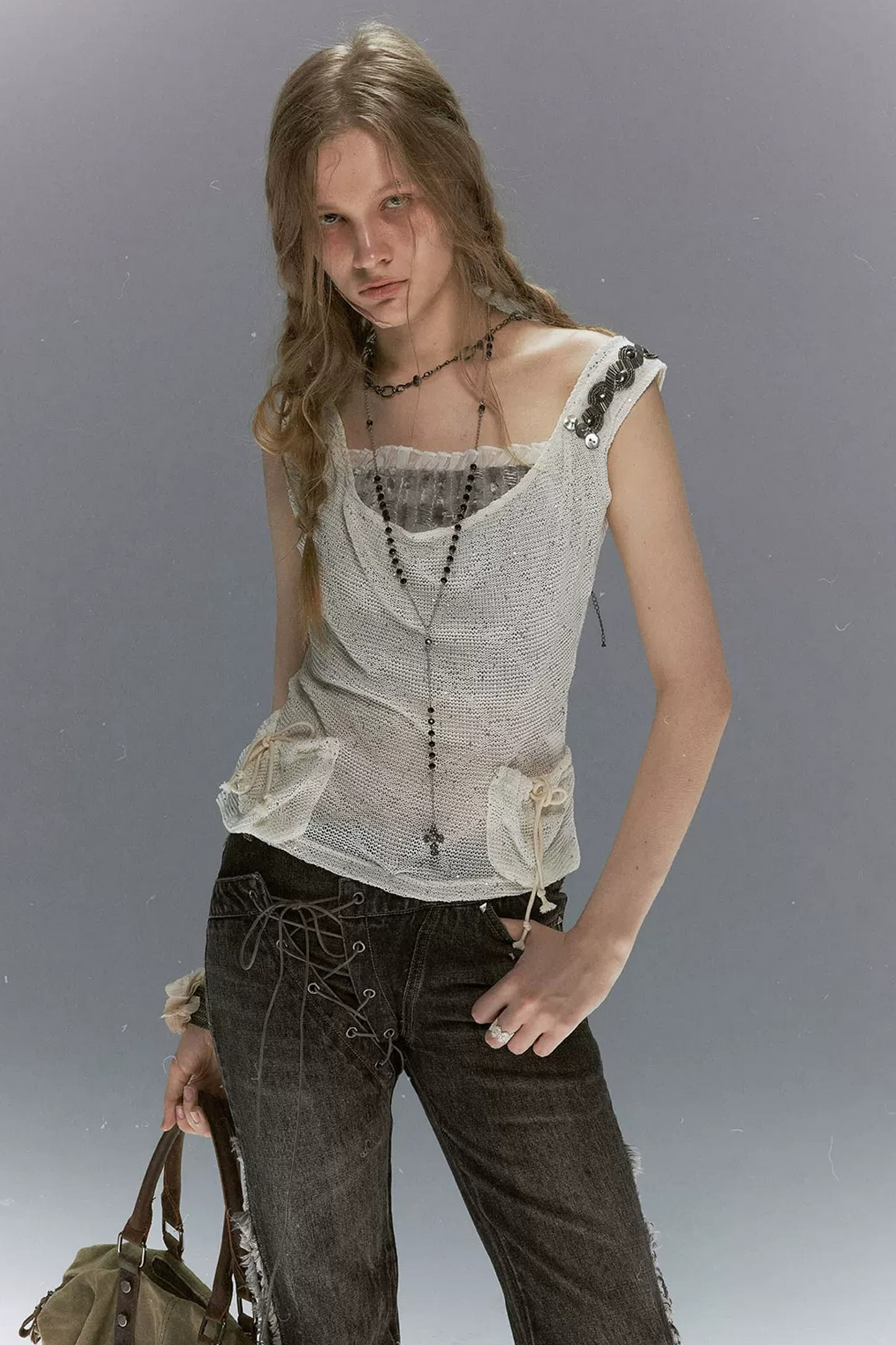Diamond Sequin Texture Tank Top