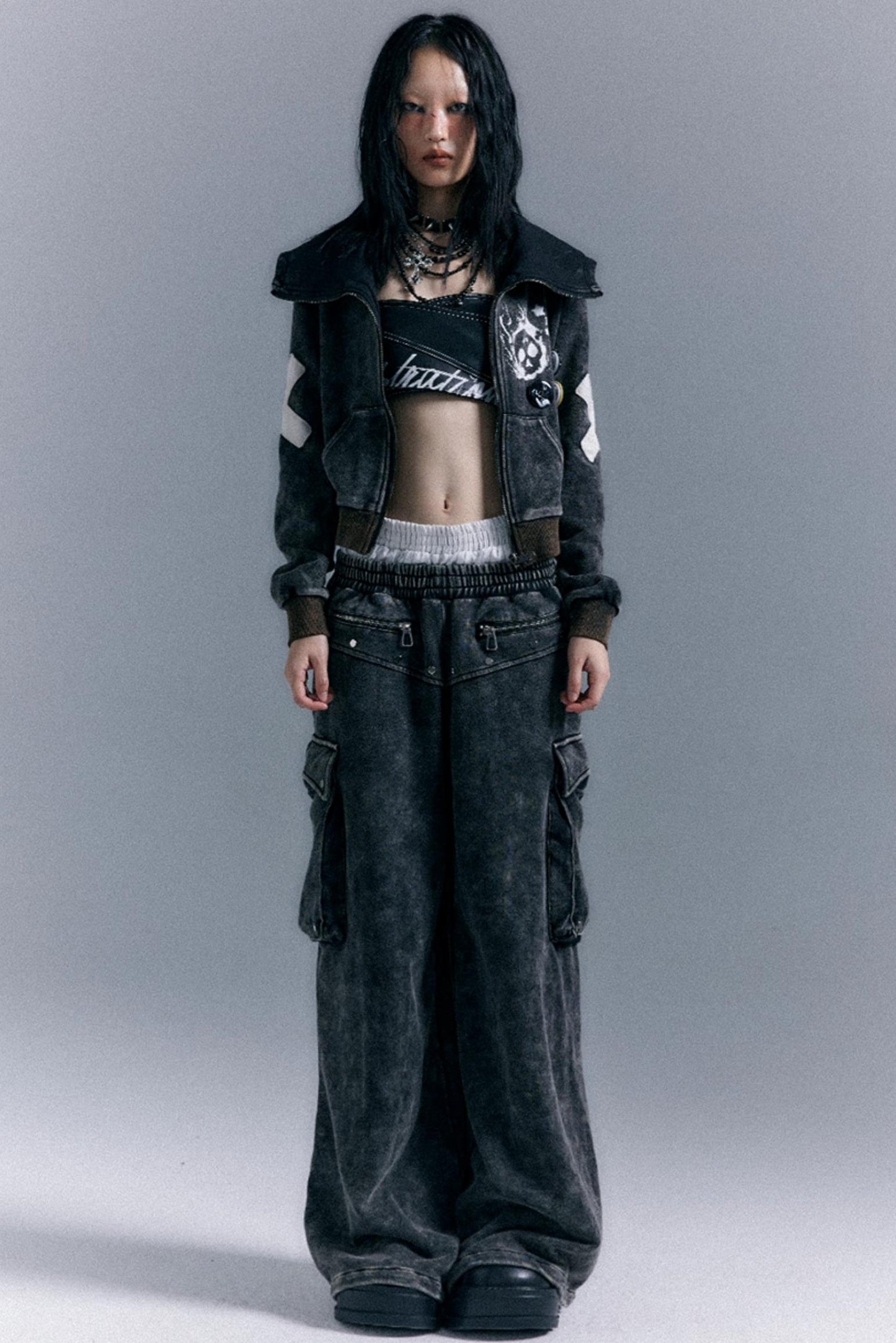 Double Waistband Wide-Leg Trousers