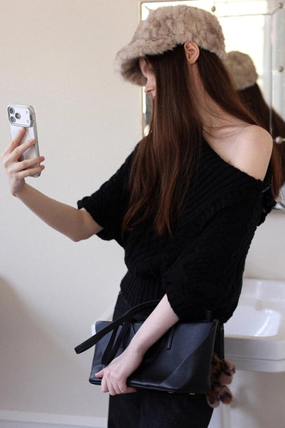 Asymmetrical Merino Wool Cape Sweater