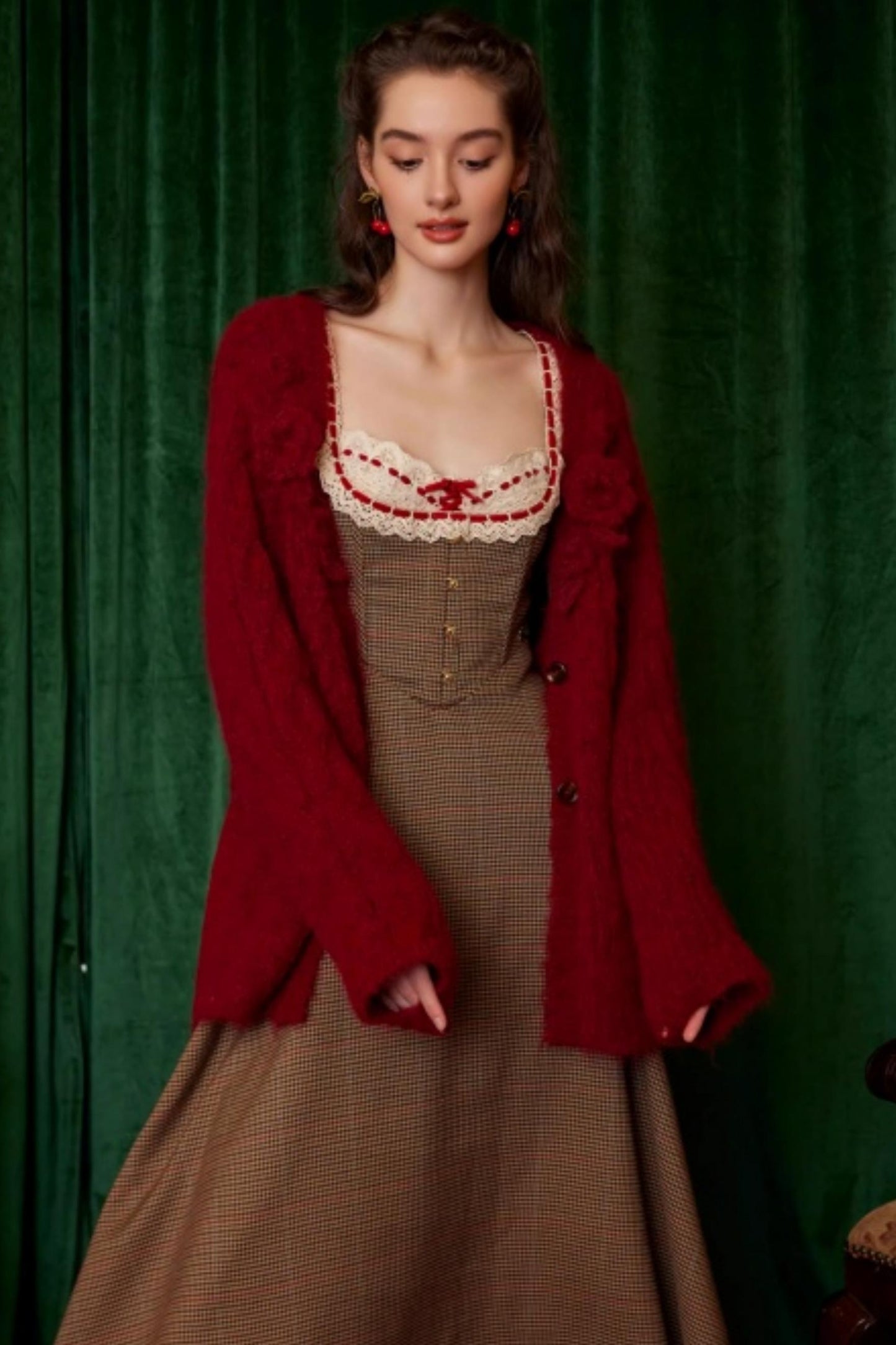 French Retro Houndstooth Dress