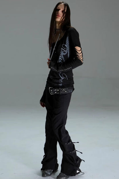 Ripped Punk Printed Sweater