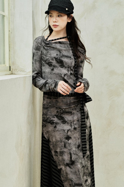 Gradient Patchwork Romantic Dress