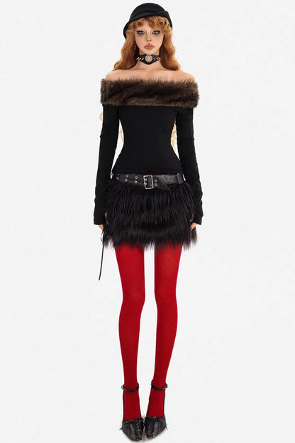 Milk Fur Off-Shoulder Top Set-Up