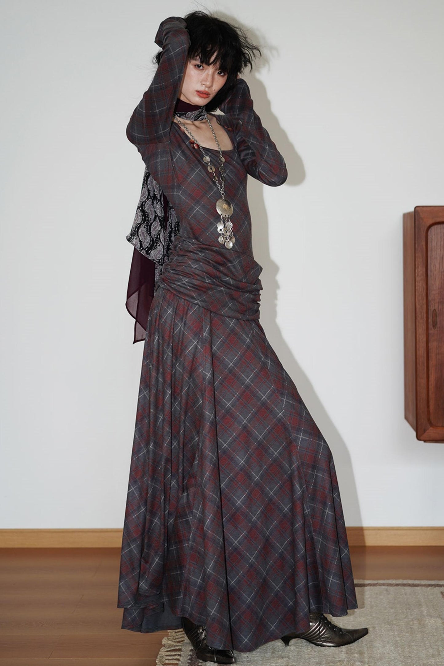 Vintage Check Slim Dress