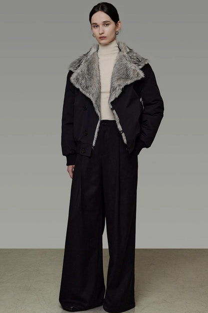 Faux Fur Lapel Coat