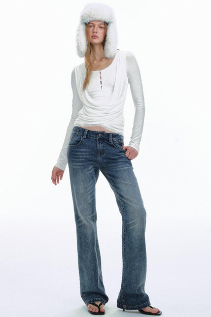 Pleated Lace Knit Top