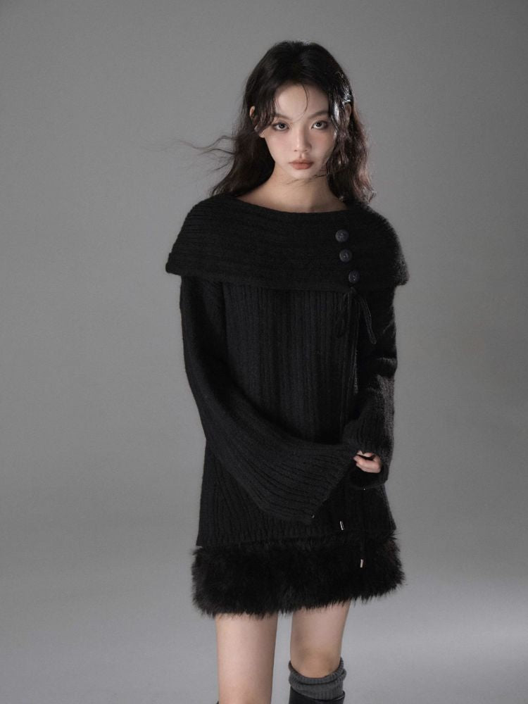 One shoulder design knit