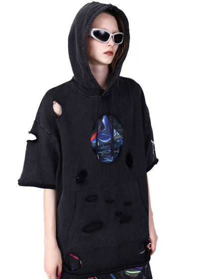 Hooded Electric Moon Y2K Sweatshirt